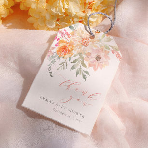 Etiqueta Para Presente Obrigada pelo Chá de Bebê da Menina das Flores da