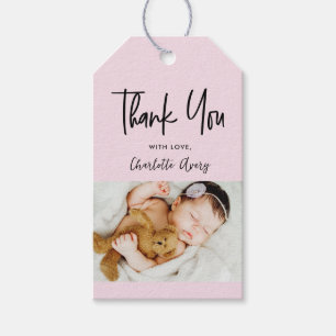 Etiqueta Para Presente Obrigada pelo chá de bebê Pink Photo Baby Post-Bir