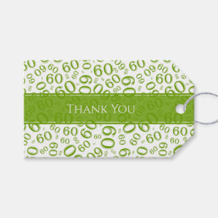 Etiqueta Para Presente Obrigado 60th verde/branco do teste padrão do