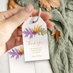 Etiqueta Para Presente Obrigado A Cair Foliage Elegante Dourado Script