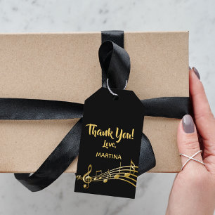 Etiqueta Para Presente Obrigado A música anota o nome do ouro negro