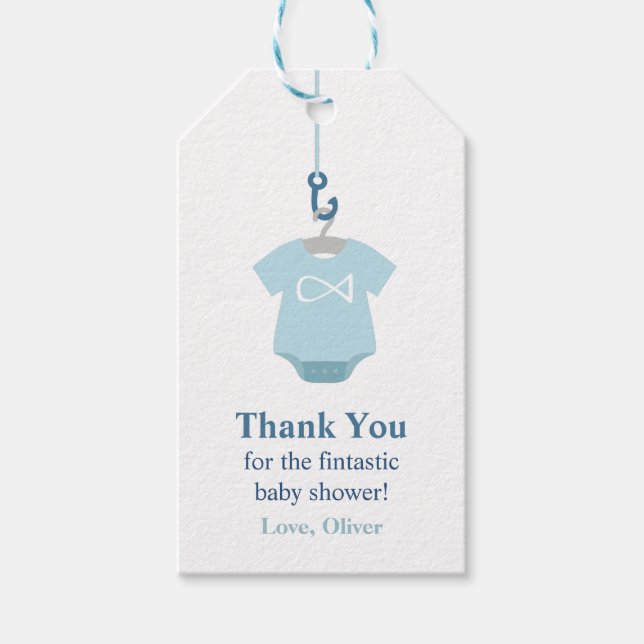 Etiqueta Para Presente Obrigado A Pescar O Chá de fraldas (Frente)