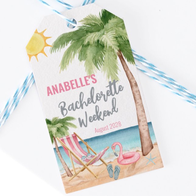 Etiqueta Para Presente Obrigado Bachelorette Tropical Beach Favor (Beach Bachelorette Favor Gift Tags)
