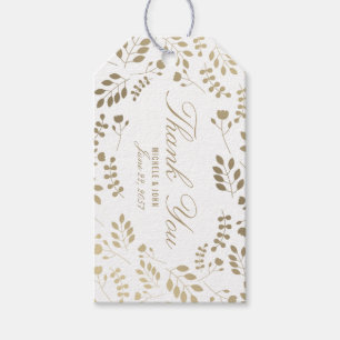 Etiqueta Para Presente Obrigado botânico elegante Dourado do falso você