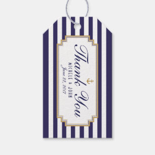 Etiqueta Para Presente Obrigado branco azul náutico à moda você Tag do
