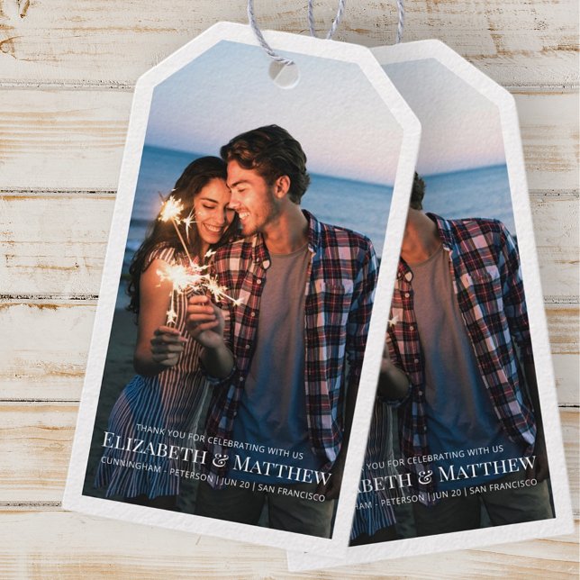 Etiqueta Para Presente Obrigado | Casamento de Fotos Moderno e Simples (Criador carregado)