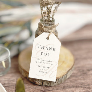 Etiqueta Para Presente Obrigado Casamento Monograma Bege Minimalista