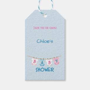 Etiqueta Para Presente Obrigado Chá de fraldas Clothesline Layette