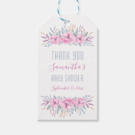 Etiqueta Para Presente Obrigado Chá de fraldas Cor Floral Rosa Cor-De-Ros