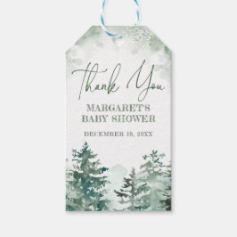 Etiqueta Para Presente Obrigado chá de fraldas da floresta de inverno