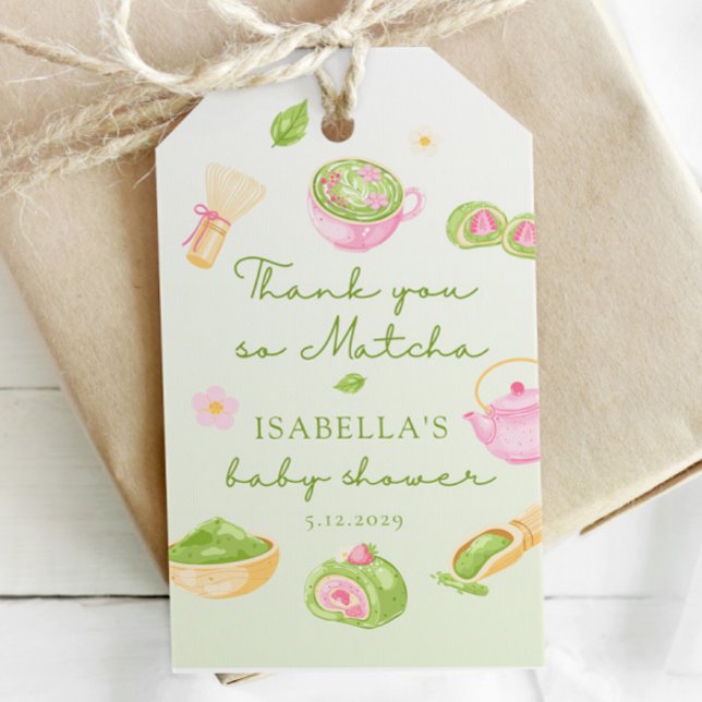 Etiqueta Para Presente Obrigado Chá Matcha Baby Shower (Criador carregado)