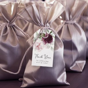 Etiqueta Para Presente Obrigado Charme Botânico Rosa e Ameixa