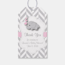 Obrigado - Cinza Rosa, Chá de fraldas Elefante Bra