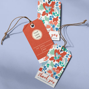 Etiqueta Para Presente Obrigado Colorida Roupa Floral