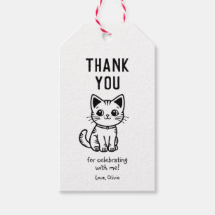 Etiqueta Para Presente Obrigado com cores personalizadas, gatinho fofo