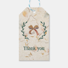 Etiqueta Para Presente Obrigado Cor d'água doce fundo floral Kraft