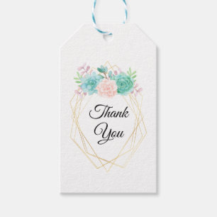 Etiqueta Para Presente Obrigado cor-de-rosa & verde dos Succulents da