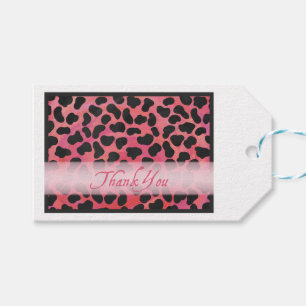 Etiqueta Para Presente Obrigado Dalmatian cor-de-rosa e preto do teste