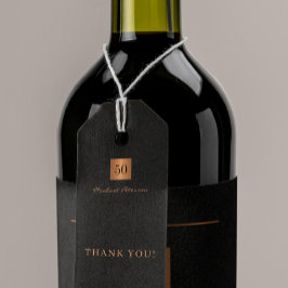 Etiqueta Para Presente Obrigado de aniversário de 50 anos preto de ouro m