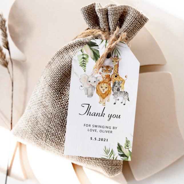 Etiqueta Para Presente Obrigado de aniversário Safari (Criador carregado)