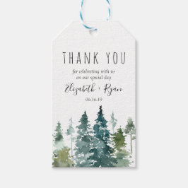 Etiqueta Para Presente Obrigado de Casamento de Pinheiros de Aquarela Min