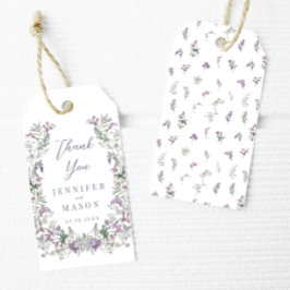 Etiqueta Para Presente Obrigado de casamento floral roxa