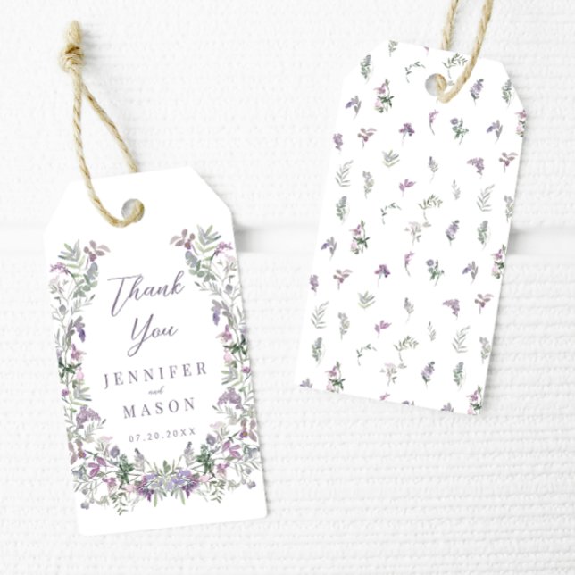 Etiqueta Para Presente Obrigado de casamento floral roxa (Criador carregado)