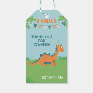 Etiqueta Para Presente obrigado de festa de aniversário do Dinossauro, v