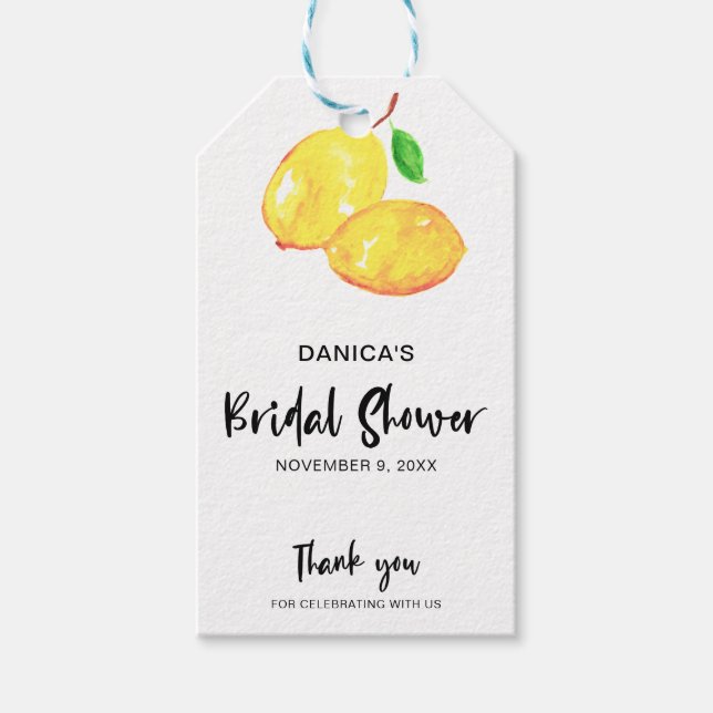 Etiqueta Para Presente Obrigado de limão de aquarela simples (Frente)