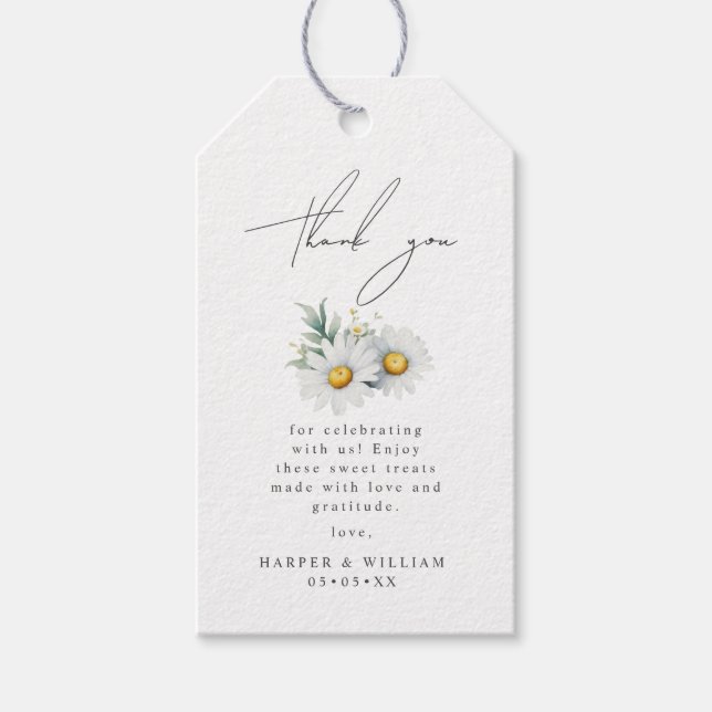 Etiqueta Para Presente Obrigado de margarida de aquarela (Frente)