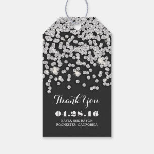 Etiqueta Para Presente Obrigado de prata do casamento de diamantes você