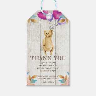 Etiqueta Para Presente Obrigado do aniversário do urso de ursinho você