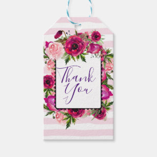 Etiqueta Para Presente Obrigado do buquê floral do rosa & da papoila do