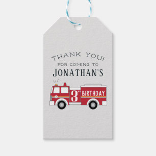 Etiqueta Para Presente Obrigado do caminhão de bombeiros
