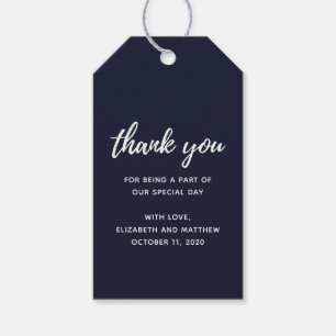 Etiqueta Para Presente Obrigado do casamento do marinho você. Tag modern