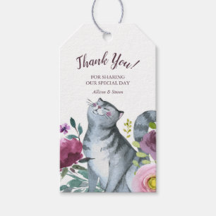Etiqueta Para Presente Obrigado do gato da aguarela você Tag do presente