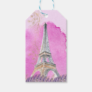 Etiqueta Para Presente Obrigado do rosa da torre Eiffel de Paris