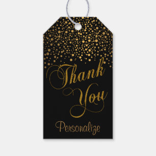 Etiqueta Para Presente Obrigado Dourado à moda do preto dos pontos
