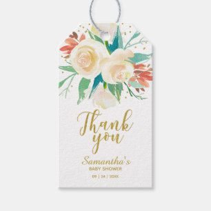 Etiqueta Para Presente Obrigado Dourado Brilho Caligrafia Floral Favor