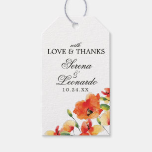 Etiqueta Para Presente Obrigado dourado do casamento da papoila do verão