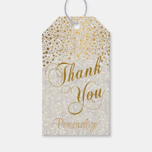 Etiqueta Para Presente Obrigado Dourado dos Sequins do branco dos