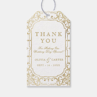 Etiqueta Para Presente obrigado Dourado e elegante do casamento vintage o