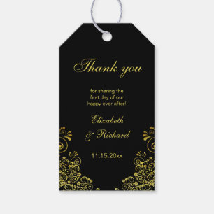 Etiqueta Para Presente Obrigado Dourado preto elegante dos redemoinhos
