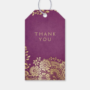 Etiqueta Para Presente Obrigado elegante roxo Dourado do casamento do