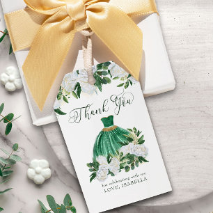 Etiqueta Para Presente Obrigado Emerald Green e White Peony Princess