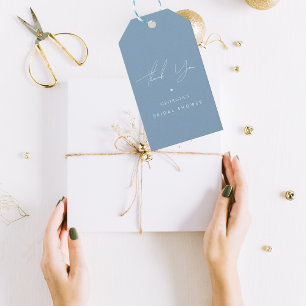 Etiqueta Para Presente Obrigado Estiloso Alguma Coisa Azul Chá de Noiva