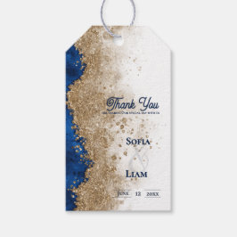 Etiqueta Para Presente Obrigado Favor de Casamento Dourado Azul Real