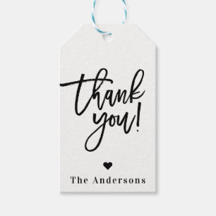 Etiqueta Para Presente Obrigado Favor de Casamento Moderno Script Black C