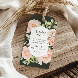 Etiqueta Para Presente Obrigado, Favor De Chá de fraldas Floral Cor De Ág