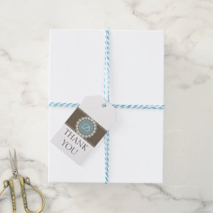 Etiqueta Para Presente Obrigado festa de aniversário azul-marrom